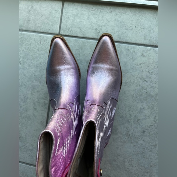 Stivali New York boots leather pink metallic